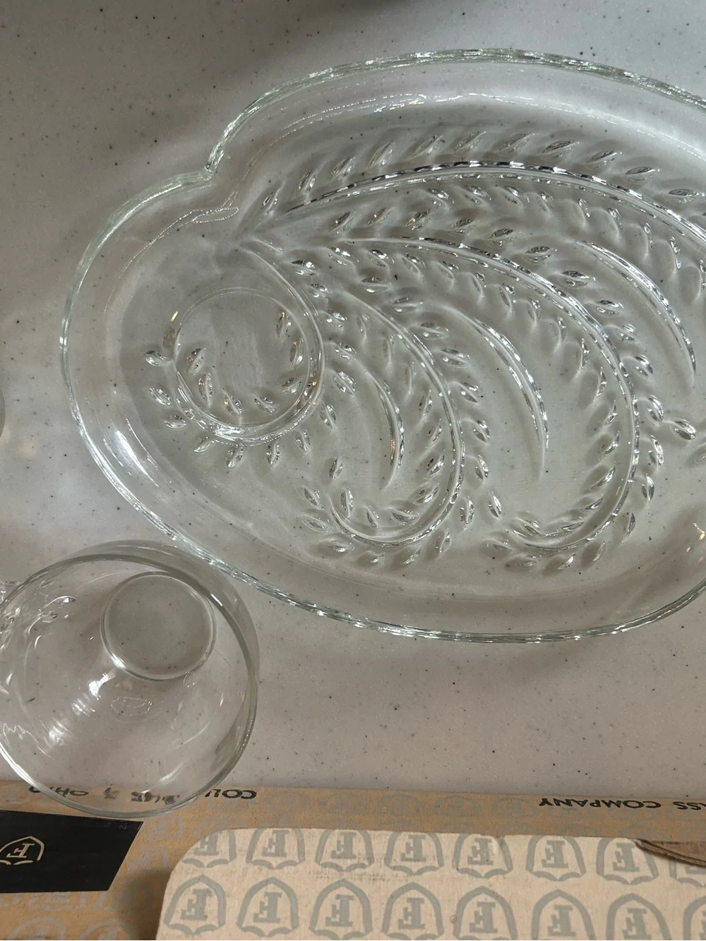 Federal Glass Co. Homestead Snack master Set 4 Trays/8 Cups